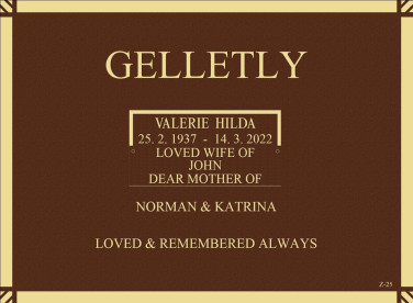 VALERIE HILDA GELLETLY