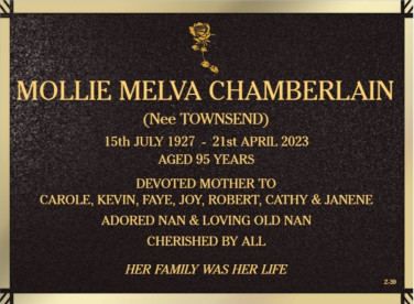 MOLLIE MELVA CHAMBERLAIN